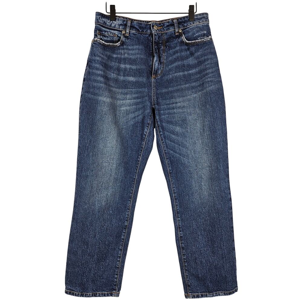 LOFT WOMEN'S BLUE THE CURVE STRAIGHT CROP STONE WASHED JEAN PANT SIZE 28 / 6